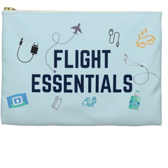 No Brands Other - "Flight Essentials" Travel Case – Light Blue Zipper Pouch for Travel Must-Haves
